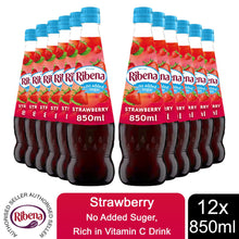 Load image into Gallery viewer, Ribena No Added Sugar Squash Strawberry Vitamin C Juice Drink 850ml, 12 Pack