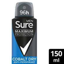 Load image into Gallery viewer, Sure Men Anti-Perspirant Deodorant Cobalt Dry 96H Maximum Protection 150ml, 3 Pk
