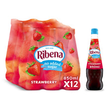 Load image into Gallery viewer, Ribena No Added Sugar Squash Strawberry Vitamin C Juice Drink 850ml, 12 Pack