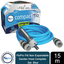 Load image into Gallery viewer, FloPro Fitt Ikon Expandable Garden Hose Complete Set 15m Blue