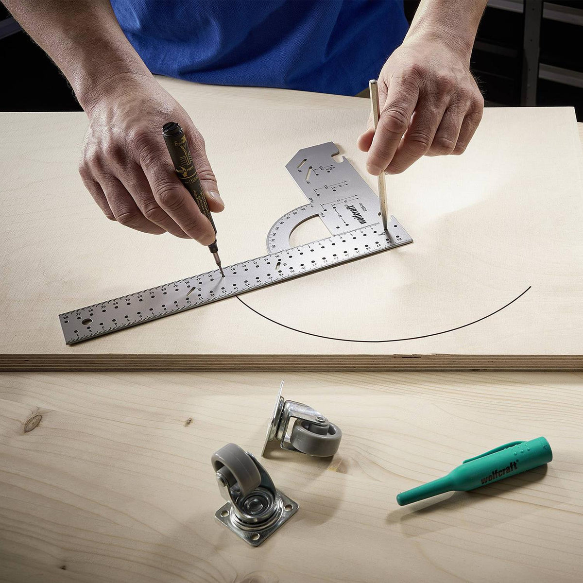 Wolfcraft Universal Angle & Try Square I 5206506 I For Measuring, Marking, Drawing And Guided Cutting I Scale In Inches - 2