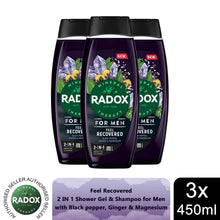 Load image into Gallery viewer, 3x Radox Mineral Therapy Feel Recovered 2in1 Shower Gel &amp; Shampoo for Men, 450ml