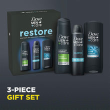 Load image into Gallery viewer, Dove Men+Care Restore Bodywash, Shampoo &amp; Bodyspray 3 Pieces Gift Set for Him