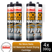 Load image into Gallery viewer, UniBond No More Nails All Materials Quick Drying Cartridge 390g, 4 Pack