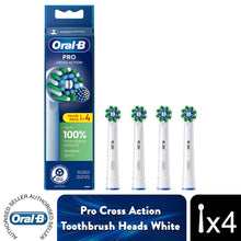 Load image into Gallery viewer, Oral-B Cross Action White X-Filaments Toothbrush Replacement Heads, Pack of 4
