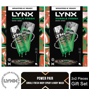 Lynx Jungle Fresh Gift Set Bodywash & Body Spray Duo Energising Grooming Kit