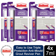 Load image into Gallery viewer, Unibond Easy to Use Triple Protection Anti-Mould Grout Reviver Pen 7ml, 4 Pack