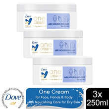 Load image into Gallery viewer, Dove 48H Nourishing Care One Cream for Face, Hands &amp; Body for Dry Skin 250ml,3pk