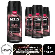 Load image into Gallery viewer, Lynx Body Spray Fine Fragrance Collection Cocoa Velvet for Men 150ml, 3 Pack