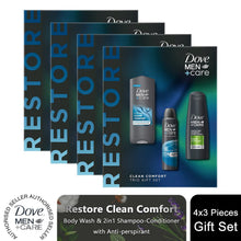 Load image into Gallery viewer, Dove Men+Care Restore Clean Comfort Bath and Body 3Pcs Gift Set for Him