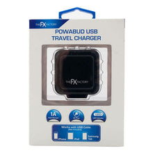 Load image into Gallery viewer, FX Mains Charger Powabud for USB 1A &amp; Micro USB Devices for USB 1A -  Black