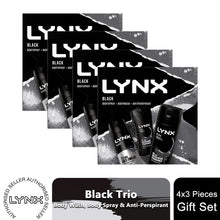Load image into Gallery viewer, Lynx Black Body Wash, Body Spray &amp; Anti-Perspirant 3pcs Gift Set for Him
