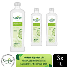 Load image into Gallery viewer, 3x Simple Kind to Skin Refreshing Bath Soak Cucumber Extract, 1L