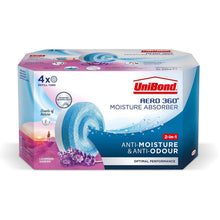 Load image into Gallery viewer, Unibond AERO 360 Moisture Absorber Lavender Garden Refill Tab - 8 x 450g