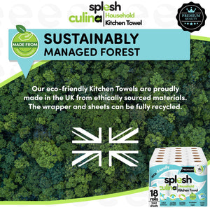 Splesh Culina Kitchen Towel 3 Ply Ultra Absorbent Household XL Roll, 18 Rolls