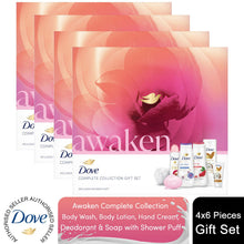 Load image into Gallery viewer, Dove Awaken Complete Collection 6 Pieces Gift Set for Her with Shower Puff
