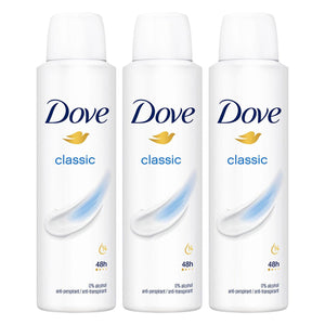 Dove Classic Anti-Perspirant with 48H Sweat Protection Deo for Women 150ml, 3pk