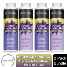 Load image into Gallery viewer, John Frieda Violet Crush Sheer Blonde Correcting Shampoo &amp; Conditioner 500ml
