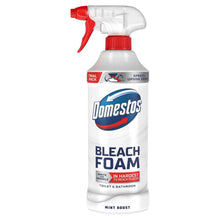 Load image into Gallery viewer, Domestos Bleach Foam Mint Boost Toilet &amp; Bathroom Cleaner Spray 380ml, 6 Pack