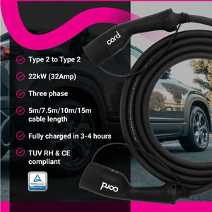 Cord 15m EV Charging Cable 380V 32A 22kW Portable Fast Charger UK Plug