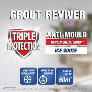 3x Unibond Easy to Use Triple Protection Anti-Mould White Grout Reviver Pen, 7ml