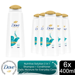 6x of 400ml Dove Nutritive Solutions Daily Moisture 2 in 1 Shampoo & Conditioner