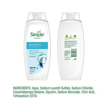 Load image into Gallery viewer, Simple Kind to Skin Sensitive Shower Gel Body Wash 450ml, 3pk