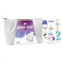 Load image into Gallery viewer, Dove Unwind Beauty Bag Gift Set - Anti-Stress Bodywash, Deodorant &amp; Lotion