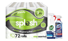 Load image into Gallery viewer, Splesh 72 Rolls Aloe Vera + Domestos Foam Spray 450ml + CIF Bath 700ml