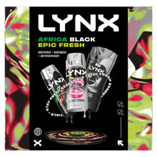 Load image into Gallery viewer, Lynx All Stars Gift Set, Africa Spray, Black Wash, Epic Fresh Deodorant Trio