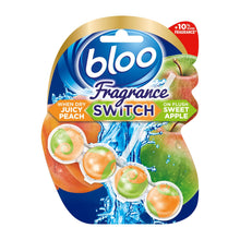 Load image into Gallery viewer, Bloo Toilet Rim Blocks Fragrance Switch Juicy Peach &amp; Sweet Apple Premium, 50g