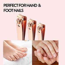 Load image into Gallery viewer, Envie Nail Clippers Stainless Steel Rose Gold Ergonomic Manicure Cutter Set of 3