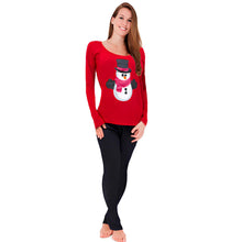 Load image into Gallery viewer, Women's Reindeer/Snowman Christmas Themed Winter Two-Piece Pyjama Set