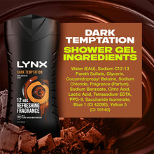 Load image into Gallery viewer, Lynx Dark Temptation 12-H Refreshing Fragrance Shower Gel Body Wash, 12x225ml