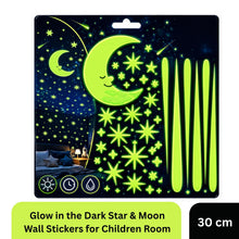 Load image into Gallery viewer, Glow in The Dark Star &amp; Moon Wall Stickers Kids Bedroom Nursery Decor 30cm