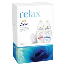 Load image into Gallery viewer, Dove Relax Body Wash Collection 2 Pieces Gift Set for Her with Shower Puff