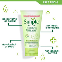 Load image into Gallery viewer, Simple Kind to Skin Soap Free Refreshing Facial Gel Wash 50ml, 3 or 6 Pack
