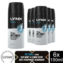 Load image into Gallery viewer, Lynx Ice Chill Anti-Perspirant Aerosol Deodorant Spray 72H Protection 150ml, 6pk