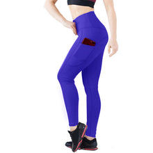 Load image into Gallery viewer, Flo Women's Tummy Control Sports Yoga Pants, Large Blue