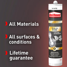 Load image into Gallery viewer, Unibond Seal &amp; Bond Sealant Cartridge Multi-Purpose Adhesive White, 389g