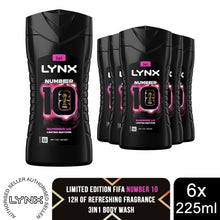 Load image into Gallery viewer, Lynx Limited Edition FIFA No 10 Mens 3 in 1 Body Wash Shower Gel 225ml, 6 Pack
