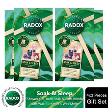 Load image into Gallery viewer, Radox Soak &amp; Sleep ShowerGel, BathSoak &amp; BathBomb Gift Set for Her w/ Wax Burner