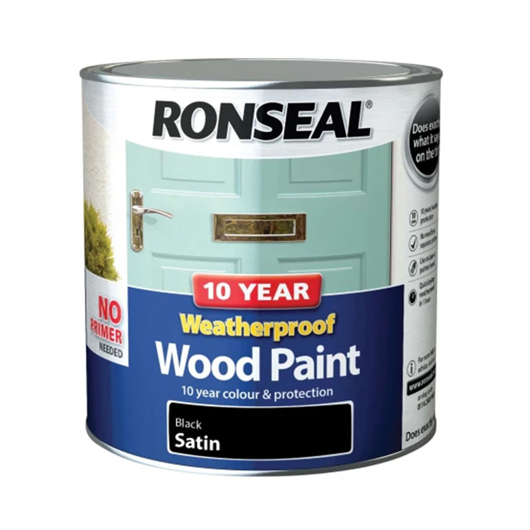 10 Year Weatherproof Wood Paint Black Satin 2.5 litre
