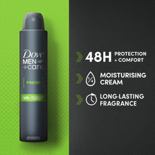 Load image into Gallery viewer, Dove Men+Care Fresh Antiperspirant Deo Spray for 48H Protection 200ml, 12 Pack