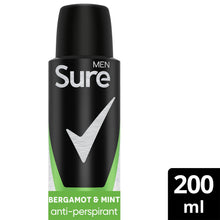 Load image into Gallery viewer, Sure Men Deodorant Spray Bergamot &amp; Mint with 48Hrs Protection 200ml, 3 Pack