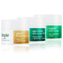 Load image into Gallery viewer, Simple 3-in-1 Glow, Repair &amp; Age Resist Moisturiser Bundle  - 50ml Each