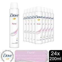 Load image into Gallery viewer, Dove Floral Anti-Perspirant Deodorant Spray for 48Hrs Protection 200ml, 24 Pack