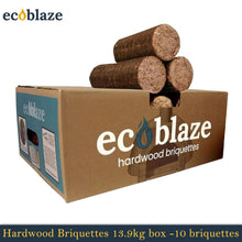 Load image into Gallery viewer, Ecoblaze Hardwood Briquettes 10 Pcs 13.9 Kg for Wood Burners, Pizza Oven &amp; BBQ