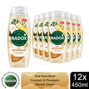 12x Radox Mineral Therapy Feel Nourished Shower Cream Coconut & Pineapple, 450ml