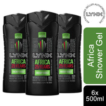 Load image into Gallery viewer, Lynx Energy Boost Shower Gel Bodywash, Africa, 3 or 6 Pk, 500ml